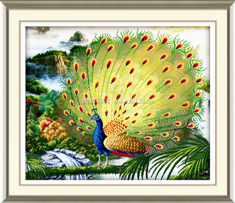 金钻十字绣富贵孔雀7008