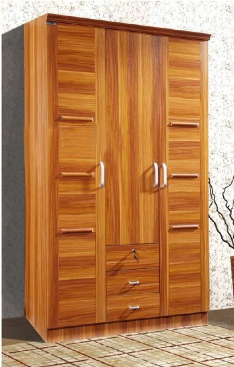 中式风格梨木色板式衣柜