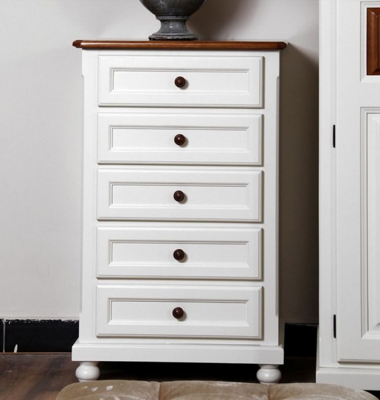 商品信息名称:欧式田园象牙白楠木五斗柜标签:欧式家具 楠木家具 贝