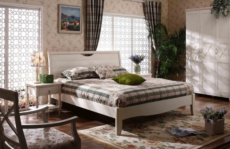 床,田园风实木春色双人床