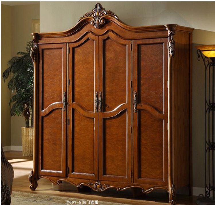 衣柜,美式风实木棕色雕刻衣柜