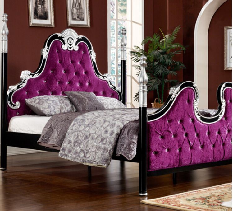 商品信息名称:床,欧式风布艺浅紫色双人床标签:欧式家具 双人床