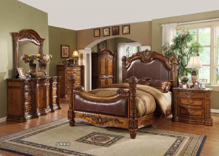 床,美式风棕色枫木双人床