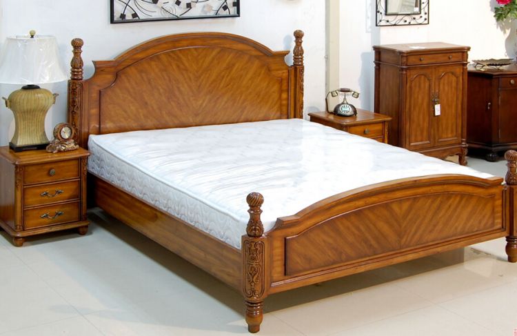 床,桦木老式简约双人床