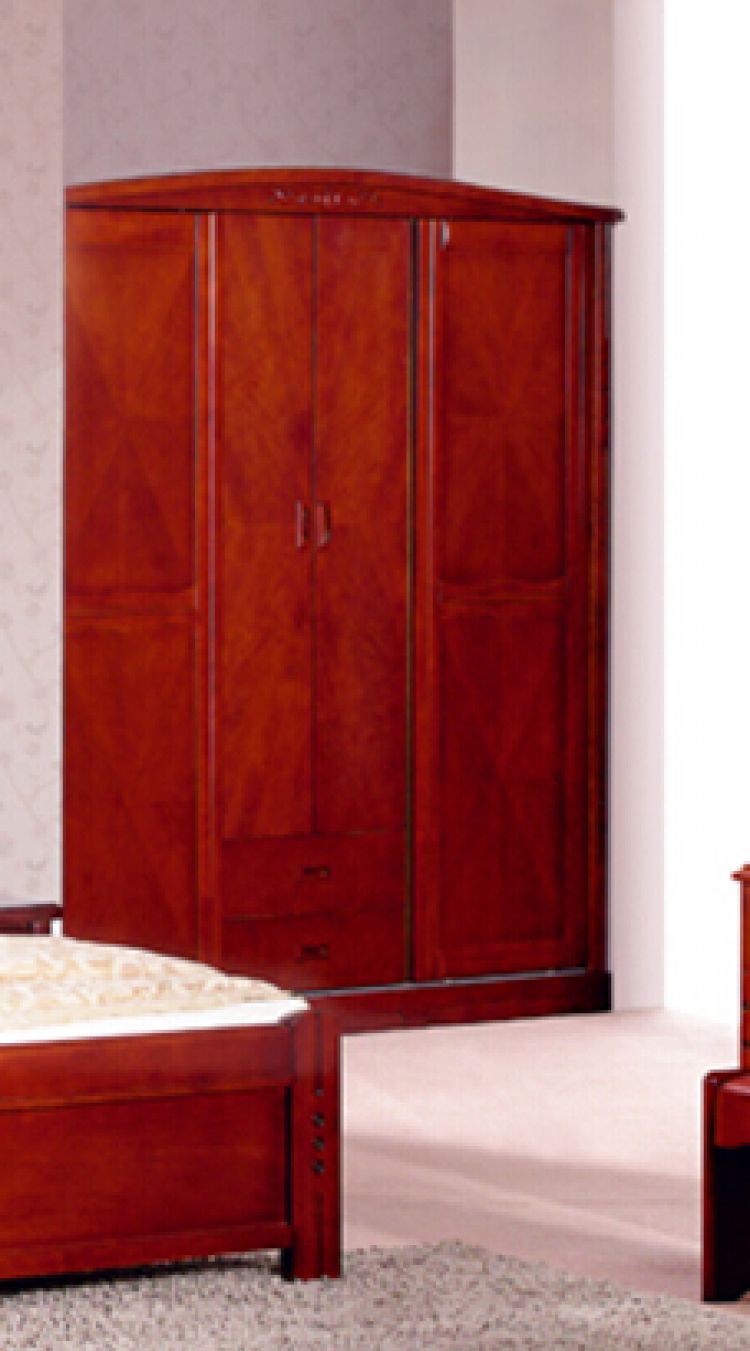 衣柜,现代简约红色红木三门衣柜