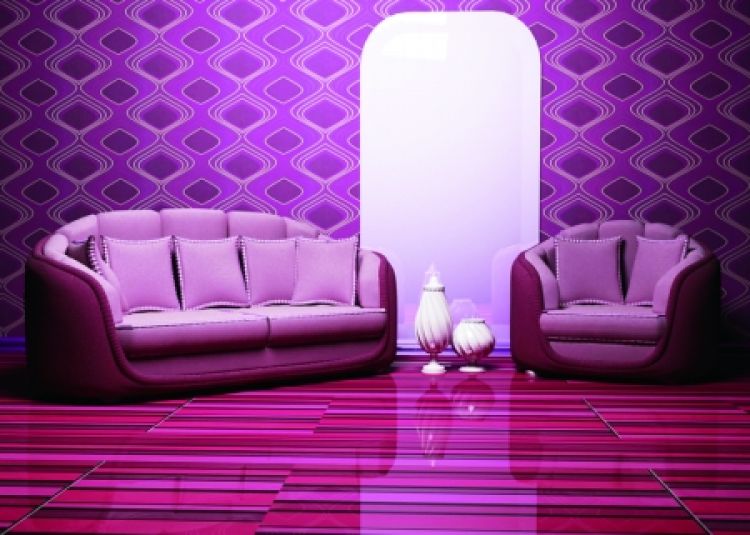 现代风格紫色布艺卡座沙发