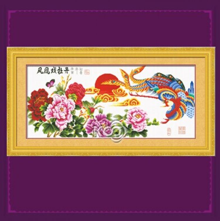 居然尚十字绣凤凰戏牡丹p50052