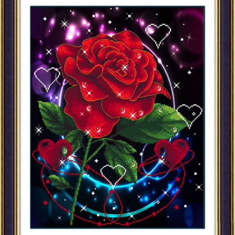 婀娜多姿十字绣粉玫瑰h5d0662