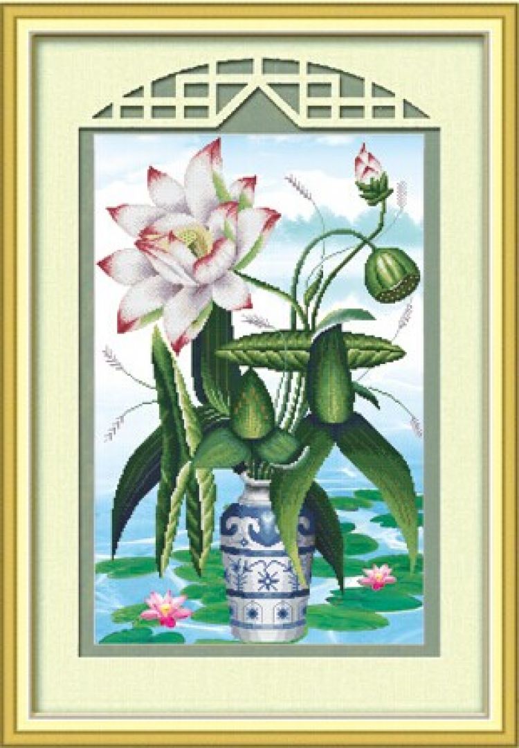 乐家家十字绣醉影荷花hh1117