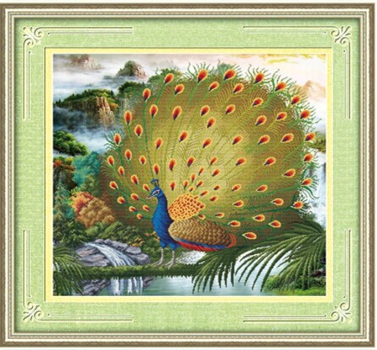 婀娜多姿十字绣孔雀开屏h5d0499