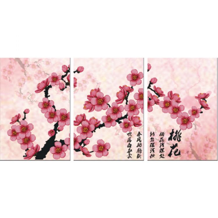 婀娜多姿十字绣桃花h5d0352