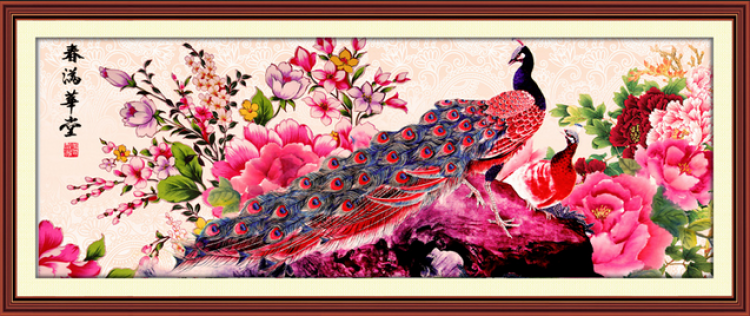 欧美兰十字绣孔雀吉祥图kqjxt00