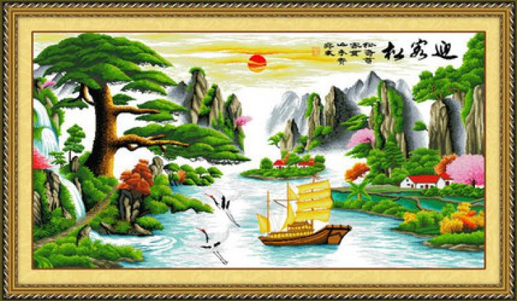 居然尚十字绣迎客松ef007