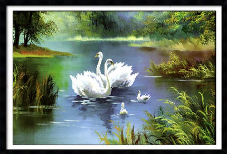 海开牡丹十字绣天鹅湖3d9030-1