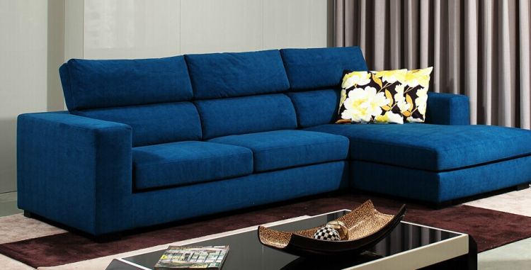 沙发,现代蓝色布艺沙发