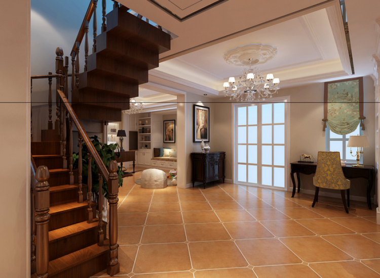 简欧风格 窗帘 楼梯 窗户 餐椅 别墅楼梯 餐桌 吊顶 别墅 背景墙尺寸