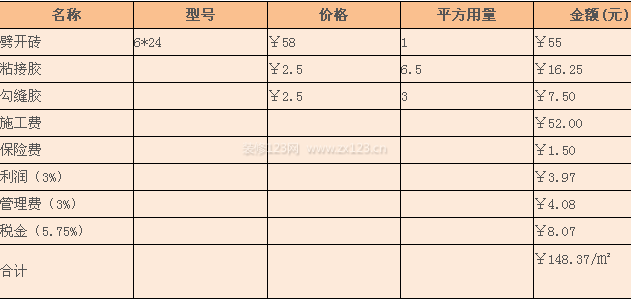 劈开砖价格