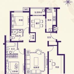 中国铁建北京山语城户型图B1户型 3室2厅2卫1厨