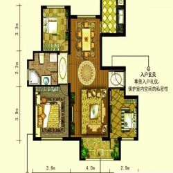 呈信铂晶湾户型图7号楼b3a户型 3室2厅1卫1厨