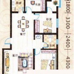 丽景水岸户型图标准层户型图 3室2厅1卫1厨