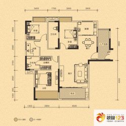 德威摩卡小镇户型图13栋03户型图 4室2厅2卫1厨