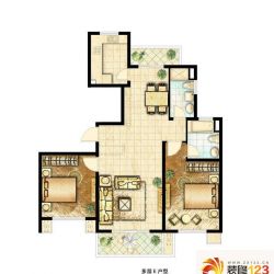 辰弘佳苑户型图E户型图 2室2厅2卫1厨