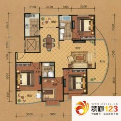 上海城户型图B2户型 4室2厅2卫1厨