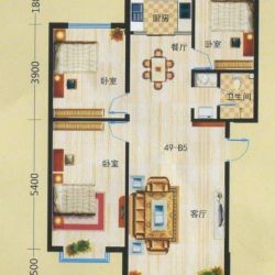 金坤丽景水岸二期户型图宽邸109.15平米户型图 3室2厅1卫1厨