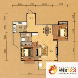 上海城户型图C2户型 2室2厅1卫1厨