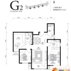 首开璞v公馆户型图G2户型 3室2厅2卫1厨