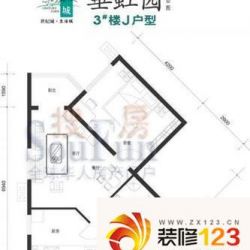 世纪城垂虹园户型图3#J户型 1室1厅1卫1厨