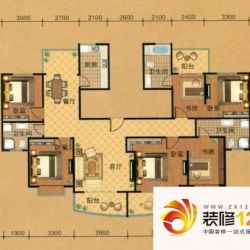 上海城户型图B1连通户型 4室2厅3卫1厨