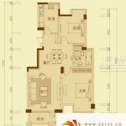 绿城丽江公寓户型图B户型 2室2厅1卫1厨