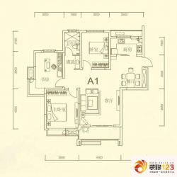 城建琥珀名城户型图和园1、8、12、18#楼A1 3室2厅1卫1厨