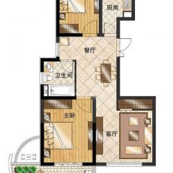 嘉业海悦户型图公寓4号楼户型图 2室2厅1卫1厨