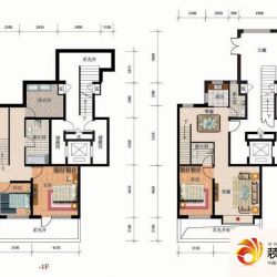 太阳世家户型图跃层A户型图 3室2厅2卫1厨