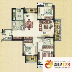 伊萨卡国际城户型图3室 户型图 3室2厅2卫1厨