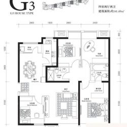 首开璞v公馆户型图G3户型 4室2厅2卫1厨