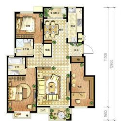 中国铁建北京山语城户型图B1户型 3室2厅2卫1厨