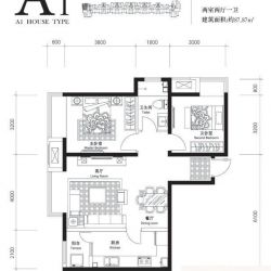 首开璞v公馆户型图A1户型 2室2厅1卫1厨