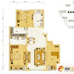 六合轩府户型图3号楼标准层N户型 3室2厅2卫1厨