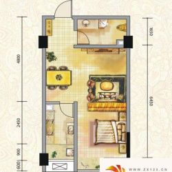 欧韵金沙户型图A户型一室一厅一卫 1室1厅1卫1厨