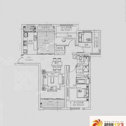 智富名品城一期中环名品公馆户型图 C户型  111平米 3室2厅2卫