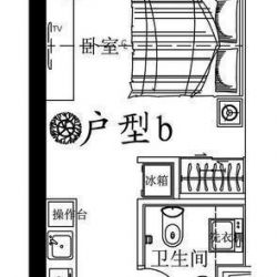 融达国际户型图酒店式公寓B户型（售罄） 1室1厅1卫1厨