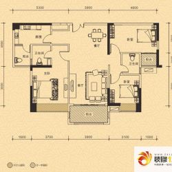 德威摩卡小镇户型图13栋02户型图 3室2厅2卫1厨