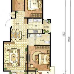 中国铁建北京山语城户型图A户型 3室2厅1卫1厨