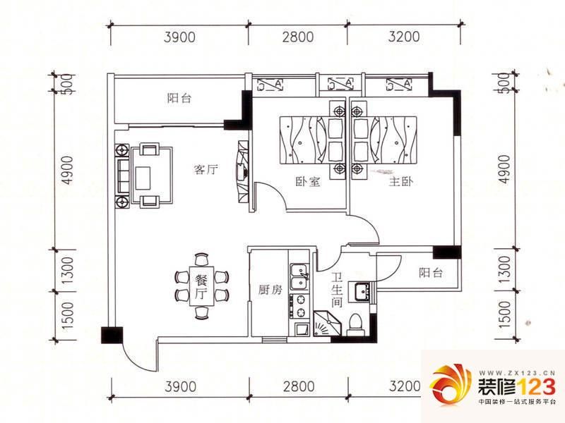 翠华花园二期E户型户型图