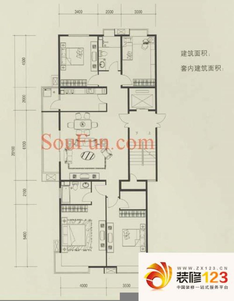 颐慧佳园户型图d3户型 4室2厅2卫1厨