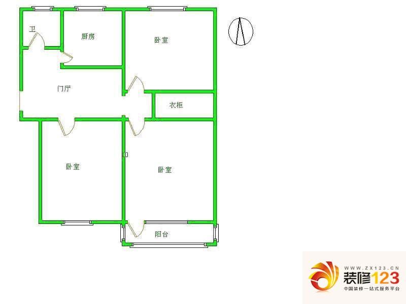 双榆树北里户型图户型图 3室1厅1卫1厨