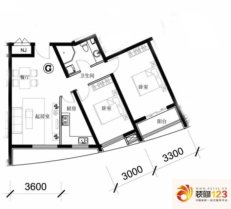 嘉润蓝湾户型图G户型图 2室2厅